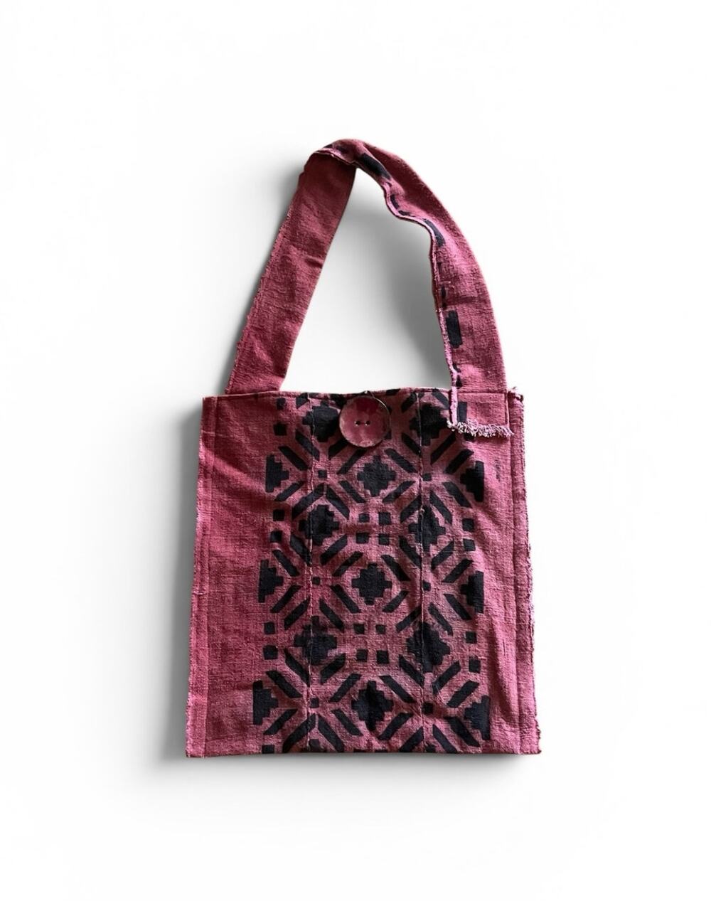 Boho Handmade Burgundy Black African Pattern Cloth Bag
